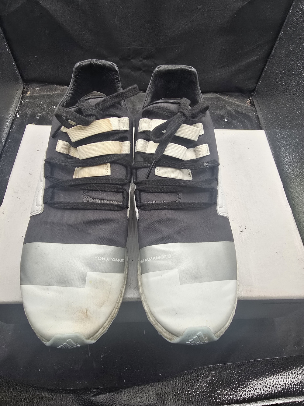 Yohji Yamamoto Black and White Strap Lace-Up Sneakers